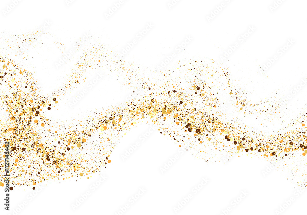 Aufkleber scattered gold particles in the shape of a wave. a festive design element.