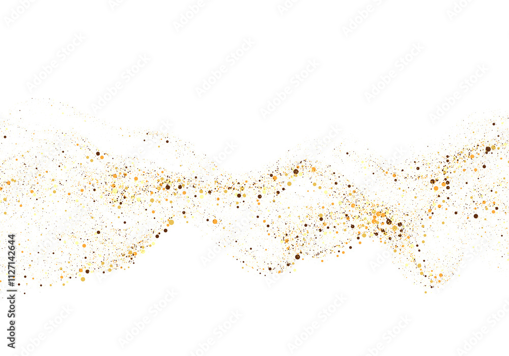 Aufkleber scattered gold particles in the shape of a wave. a festive design element.