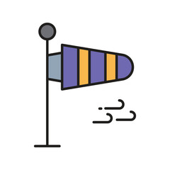 wind direction color line icon with white background vector stock illustration