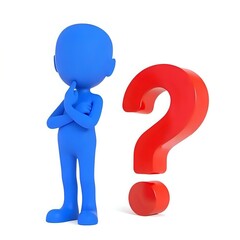 Blue Figure with Symbolic Inquiry