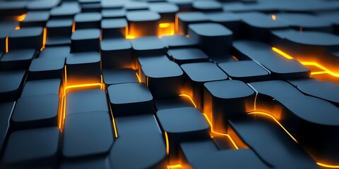 Obraz premium Abstract 3D rendering of glowing blocks.