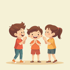 Birthday party illustration and vector design, Children Friends are clapping for his birthday and wishing him