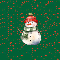 christmas card with snowman
