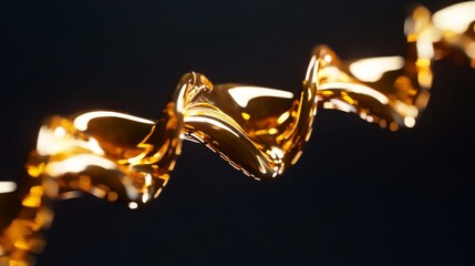 Golden Liquid Spiral - Abstract Art