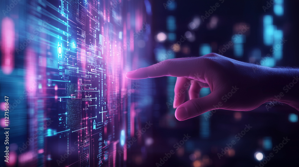 Poster high tech visualization of internet of things and digital transformation
