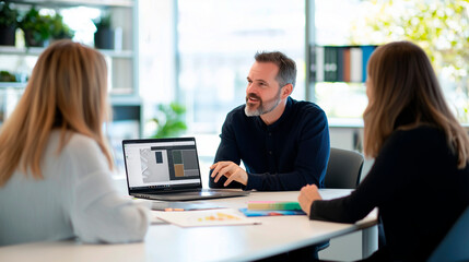 Interior Designers Collaborating in Modern Office Space