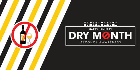 Dry January is a public health campaign urging people to abstain from alcohol for the month of January, Vector illustration.