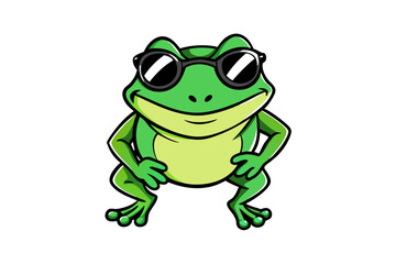 A frog wearing sunglass vector art illustration