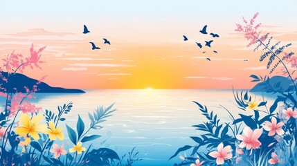 Tropical Sunset Seascape: A Peaceful Paradise