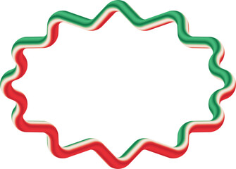 Decorative Abstract 3D Zigzag Wave Shout Bubble label line in Italian and Christmas Color