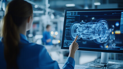 Modern Car Factory Office with Diverse Team of Engineers