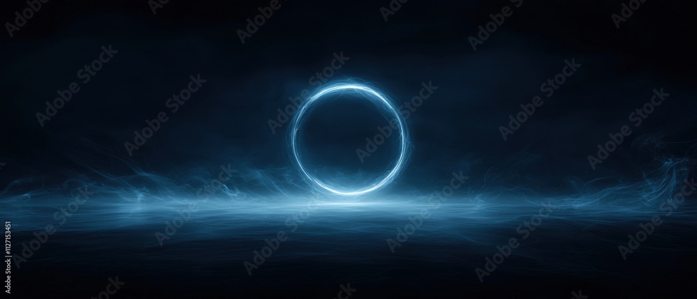 Poster digital art piece that appears to be a digital illustration of a ring of light. the ring is in the c