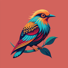 Vibrant Exotic Bird on a Branch: A Stunning Illustration 