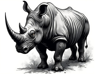 Fototapeta premium rhino on white
