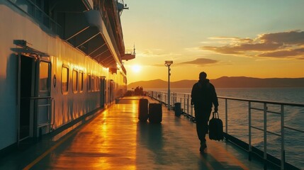 Golden Sunset Cruise Voyage: Traveler on the Deck