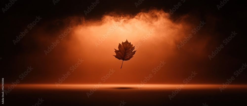Aufkleber digital art piece that appears to be a photograph of a single maple leaf floating in the air.