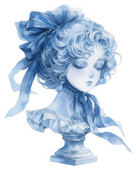 PNG Blue coquette statue art illustration watercolor