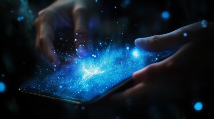 Glowing blue nebula displayed on a screen.