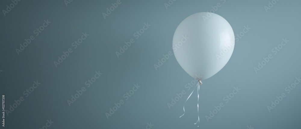 Poster 3d rendering of a white balloon floating in the air. the balloon is round and appears to be made of 