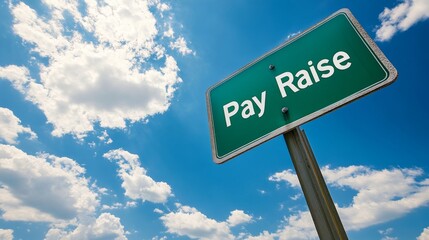 Pay Raise Sign Under a Beautiful Sky