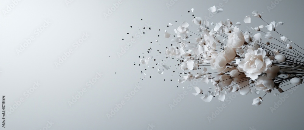 Aufkleber digital art piece that appears to be a bouquet of white flowers. the flowers are arranged in a way t
