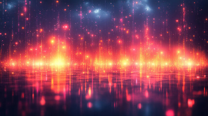 Obraz premium Digital abstract art featuring glowing, pixelated textures with glitch-inspired effects in neon hues