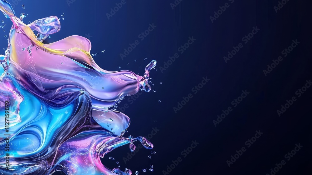 Poster Dynamic fluid art design abstract space digital background modern