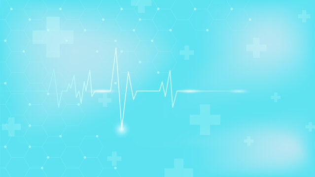 Heart pulse or hearbeat with medical cross. Cardiogram for medical background design
