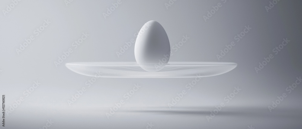 Poster 3d rendering of a white egg floating in the air. the egg is in the center of the image, with its bod