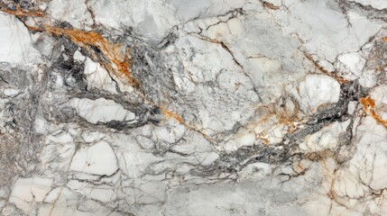 Elegant white marble surface with intricate gray and orange veining suitable for luxury interiors