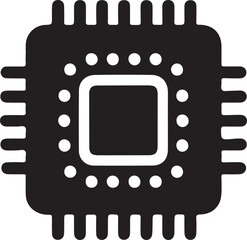 CPU Microchip Silhouette Vector Icon Design