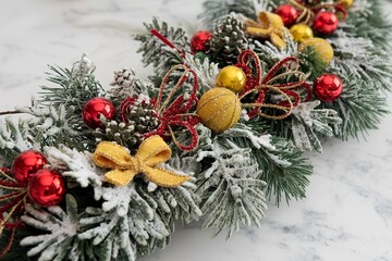 A festive arrangement of Christmas decorations
