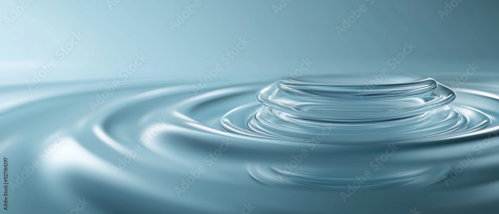 Aufkleber close-up of a water droplet falling into a pool of water. the droplet is in the center of the image,