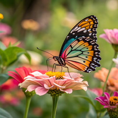 Naklejka premium butterfly and flower