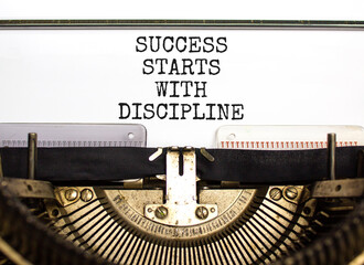 Success starts with discipline symbol. Concept words Success starts with discipline typed on...