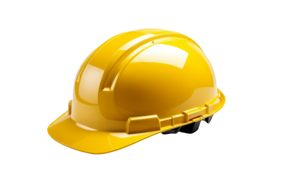 Bright yellow hard hat for construction safety used on job sites during daytime operations