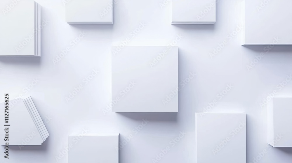 Poster abstract 3d square white technology communication concept background. random shifted white cube squa