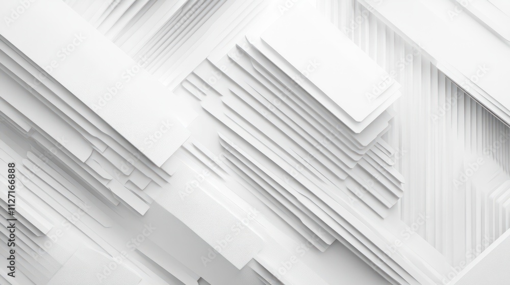 Poster abstract white background with texture pattern, layered geometric triangle shapes, white and grey gl