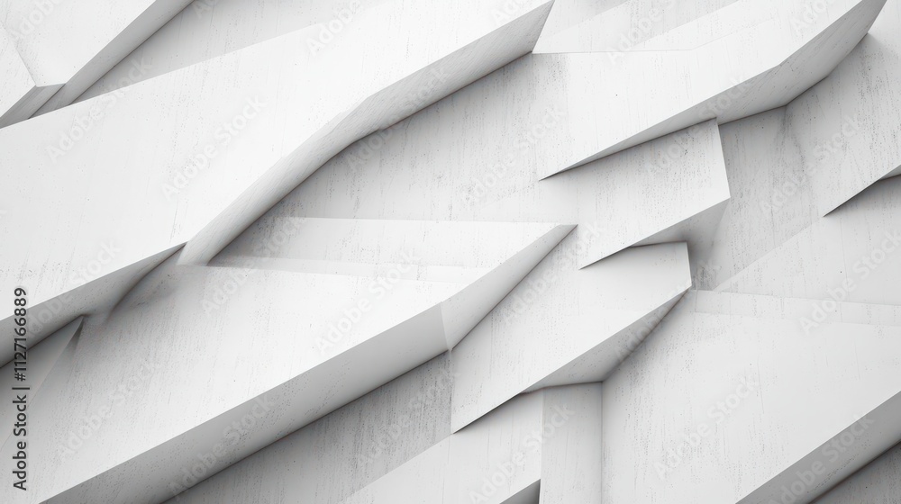Poster abstract white background with texture pattern, layered geometric triangle shapes, white and grey gl