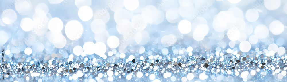 Poster shimmering blue glitter background with sparkling bokeh effect creates magical atmosphere. perfect f