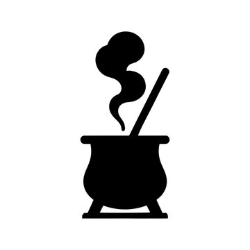 recommend clip art: Witch cauldron with smoke silhouette vector illustration design on white background.