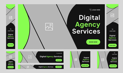 Trendy digital agency web set banner design for social media post, startup business web bundle banner design, web banner, customizable vector eps 10 file format