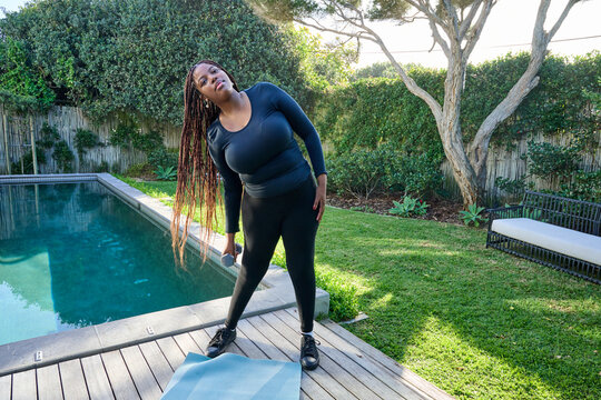 Woman with muscular dystrophy exercising