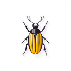 detailed of yellow and black beetle with prominent antennae and legs, showcasing its unique features and vibrant colors. This insect is often found in various habitats