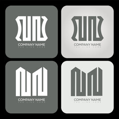 NN polygon, hexagon, flat and simple letter logo set in one artboard. NN minimalist and classic logo.