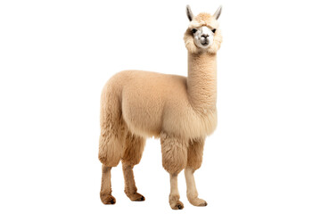 Fototapeta premium Funny lama in full height isolated on transparent background.