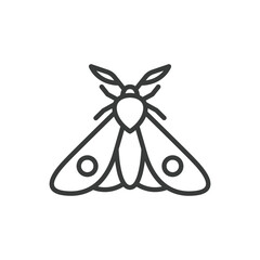 Moth, icon in line design. Moth, insect, wings, nature, butterfly, nocturnal, flight on white background vector. Moth, editable stroke icon