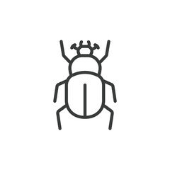 Beetle, icon in line design. Beetle, insect, bug, wings, shell, legs, carapace on white background vector. Beetle, editable stroke icon