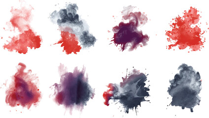 A black set, ink brush, brush strokes, brushes, lines, frames, A bundle of watercolor circles with many colors. Stock.