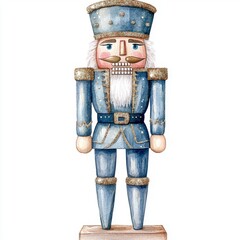 Festive Watercolor Nutcracker with Glitter Accents